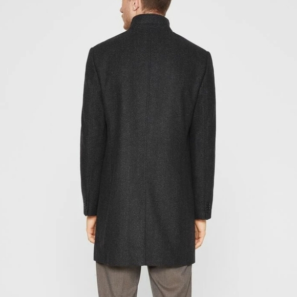 Club Monaco Men Loukas Herringbone Funnel Neck Wool Coat Medium NWOT - Picture 4 of 17